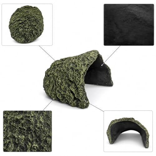 Oversize Resin Rock Reptiles Large Hideout Cave – Ideal for Turtles, Lizards, Bearded Dragons, Leopard Geckos, Snakes, Amphibians,Small Pets and Fish – Perfect for Aquarium and Terrarium Habitat Decor