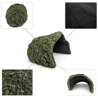 Oversize Resin Rock Reptiles Large Hideout Cave – Ideal for Turtles, Lizards, Bearded Dragons, Leopard Geckos, Snakes, Amphibians,Small Pets and Fish – Perfect for Aquarium and Terrarium Habitat Decor