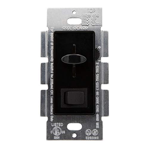 Maxxima LED Dimmer Electrical Light Switch, Black, 3-Way/Single Pole Use | 600 Watt Max, LED and Incandescent Compatible, Wall Plate Cover Included - color: Black