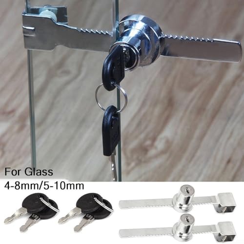 Sliding Glass Door Lock for Reptile Vivarium or Display Cabinet, Zinc Alloy Chrome Finish with 2 Keys for Secure Pet Enclosure and Showcase Protection(5-10mm) - size: 5-10mm
