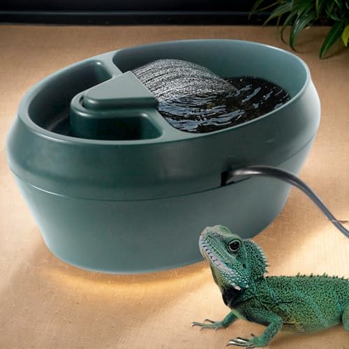 Lizard Water Dish – Automatic Turtle Waterfall Drinking Fountain, Multifunctional Reptile Feeder | 2 in 1 Water Dispenser with Tank, Durablee Habitat Supply for Snake, Chameleon, Frog, Gecko, Bearded
