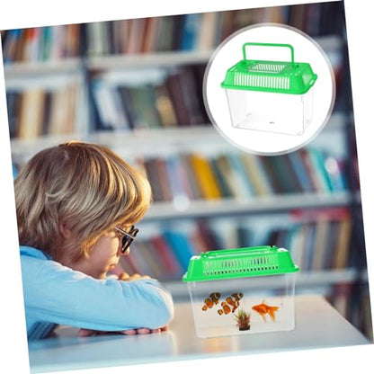 balacoo Turtle Tank Mini Fish Tank- Plastic Handheld Fish Tank for Turtle and Pet Fish, with Lid for Home and Store Office Desk Reptile Carrier