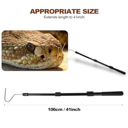 Snake Catcher Hook Stick Tongs Catch Grabber Catching Handling Tool Picker Long Pole Kit for Rattlesnake, Copperhead Snake, Ball Python, Rattle, Cobra, Corn, Rosy Boas and Reptile Removal Trap