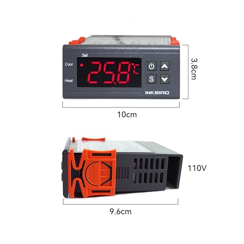 Inkbird All-Purpose Digital Temperature Controller Fahrenheit &Centigrade Thermostat w Sensor 2 Relays (ITC-1000)