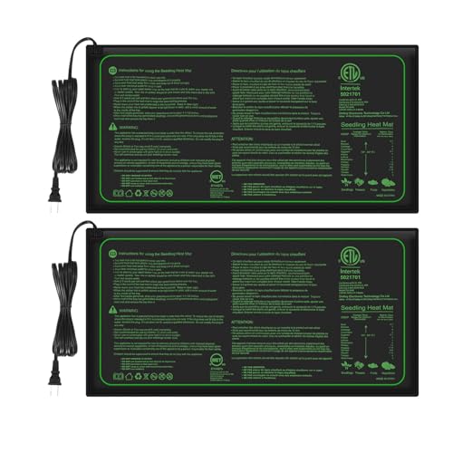 2PK Seedling Heat Mat with ETL Listed,Warm Hydroponic Heating Pad for Seed Starting,Indoor Gardening,Brewing and Greenhouses,Durable Waterproof Black Plant Heat Mat Works with 20"x10" Gardening Tray - style: 2 pack-20"x10"-Heat Mat