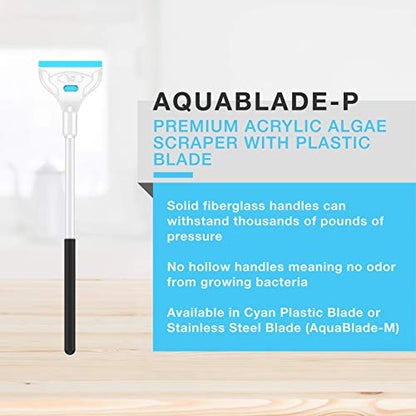 Continuum Aquatics AquaBlade P - Acrylic Safe Aquarium Scraper w/ Plastic Blade, Long, White - size: 15-inches