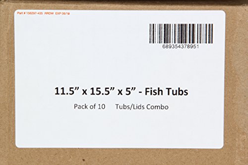 Fish Tubs/Food Storage Bins 25lb 11.5" x 15.5" x 5", Pack of 10 Deep Bases with Lids - size: 11.5 x 15.5 x 5 Inch (Pack of 10)