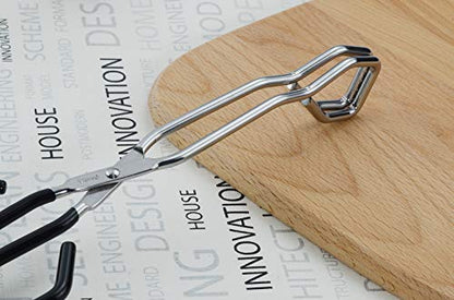 HINMAY Stainless Steel Scissor Tongs with Black Handle 11-Inch Heavy Duty Wire Tongs - size: 11''