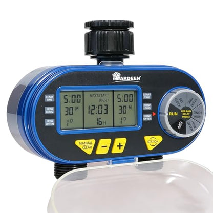 Sprinkler Timer,Outdoor Water Timer for Garden Hose, Programmable with Rain Dela Garden Electronic Irrigation Controller System Color Blue - style: 2 Outlet Water Timer