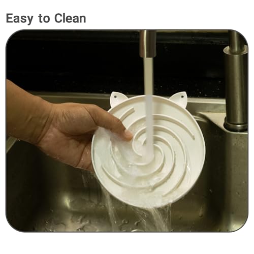 Bifeaw Slow Feeder Cat Bowl, Easy to Clean Silicone Bowl, Ideal for Dry and Wet Food (Purple and White) - color: Purple and White