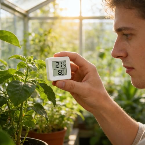 Moisture Meter - Battery Operated Gauge Hydrometer for Accurate Indoor Humidity and Temperature, Compact Design with Easy Read Display, Meter for Terrarium Incubator Greenhouse Bedroom Indoor