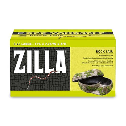 Zilla Rock Lair, Naturalistic Hide, Supports Shedding and Egg-Laying, Retains Humidity, Ideal for Snakes and Lizard, Large - size: Large