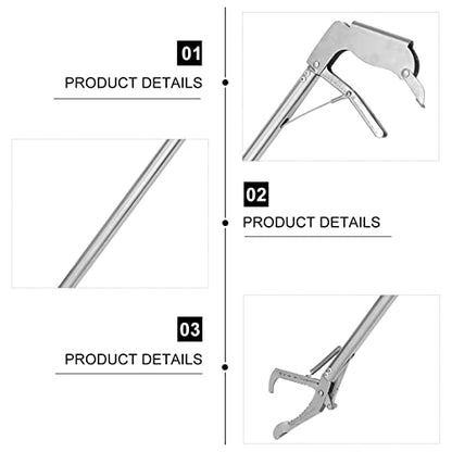 Mikikit Reptiles Snake Catcher, Stainless Steel Snake Stick Practical Snake Clamp Folding Snake Grabber with Lock Professional Snake Grabber for Garden Yard Outdoor Folding - size: 75X12CM