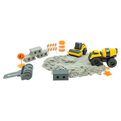 CAT Construction Toys, Dig N' Build Concrete Playset with 10 Oz of Compound, 2 Little Machine Vehicles, Ages 3+ - style: Concrete