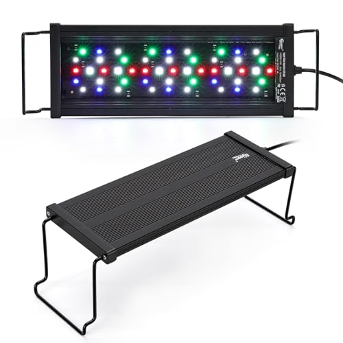 hygger Auto On Off Aquarium LED Light, 4 Mode Lighting Full Spectrum Fish Tank Light 24/7 Timer Colorful Fish/Sun/Nightlight/WRGB Cycle for Freshwater - size: 19W for 12in~18in long tank