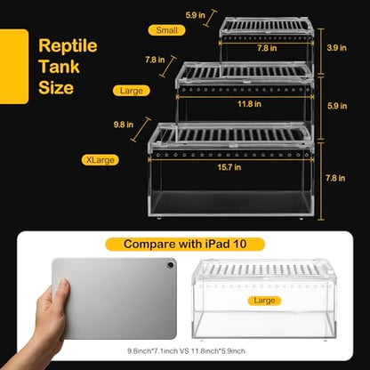Small Reptile Terrarium Kit,Escape Proof Tarantula Enclosure,PC Starter Hermit Crab Tank,Spider Habitat for Praying Mantis Cage,Frog Vivarium,Insect House,Jumping Spider Cribs,Lizard Container - size: Small(7.8x5.9x3.9inch)