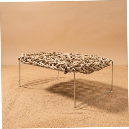 BESPORTBLE Bearded Dragon Lounger and Hammock with Metal Legs, Rectangular Seagrass Basking Platform Bed for Lizards, Leopard Gecko, Hermit Crabs, and Small Reptiles