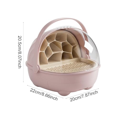 Silkworm Breeding Box Transparent Small Animal Feeding Container Removable Habitat Cage Portable Reptile Carrier with PP Material for Turtle Frog Snak, Pink - color: Pink