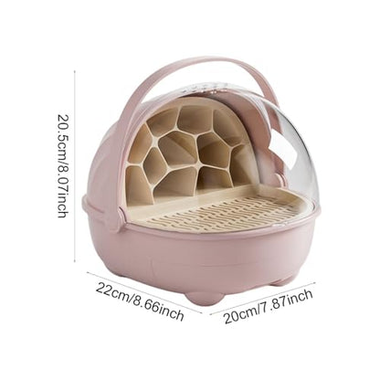 Silkworm Breeding Box Transparent Small Animal Feeding Container Removable Habitat Cage Portable Reptile Carrier with PP Material for Turtle Frog Snak, Pink - color: Pink