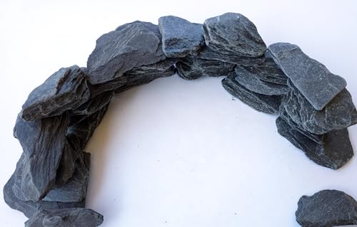 Natural Slate Stone 3 to 5 Inches - USA Sourced and Packaged for Aquascaping Aquariums, Terrariums, Paludariums, Reptiles, Wargaming, Model Railroads, Miniature Gardens, Mosaic Art (12lbs) - size: 12 Pounds
