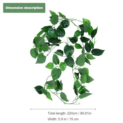 PRETYZOOM Reptile Terrarium Artificial Vine with Suction Cups Simulation Leaves Decorative Pet Habitat Plants for Lizard Snake Gecko Enclosure