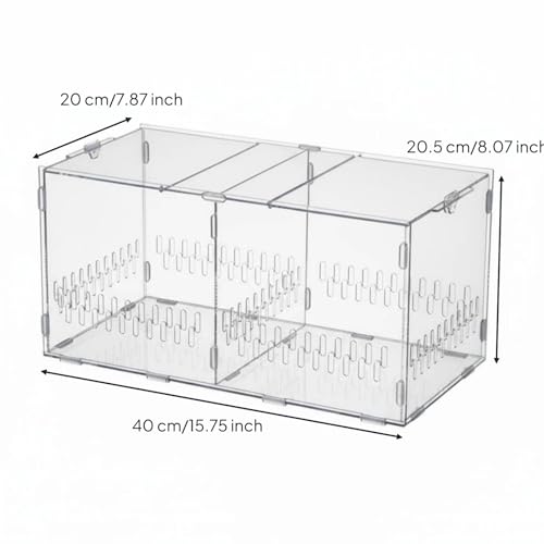 Acrylic Habitat Clear Observation Reptile Cage Secure Closure Multiple Ventilation Holes Suitable for Pet Feeding Home Display, Double Door Double - style: Double Door Double