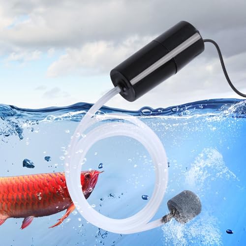 Mini Water Pump - Battery-Operated Aquarium Pump with Uniform Air Bubble | 5V Mini Fish Tank Oxygen Increasing for Fish Tank, Pond, Pet Fountain - color: Black
