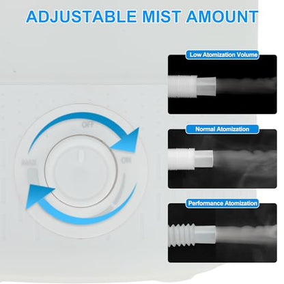 4L Reptile Fogger, Leak-Proof Design, Reptile Humidifier with Hose, Single/Dual Fog Output, White, 1 Set
