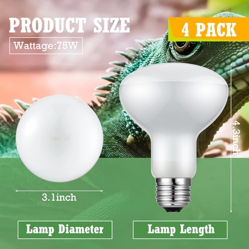 Tarpop 8 Pcs 75w Reptile Heat Lamp Bulb, Reptile Basking Heat Light Bulb Uva Daylight for Bearded Dragon, Amphibian, Turtle, Lizard, Chicken - style: 75w
