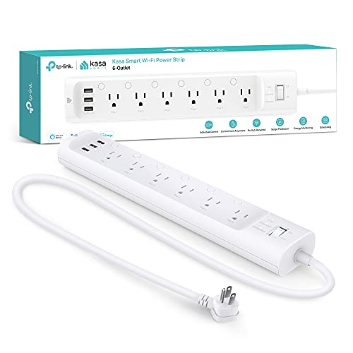 Kasa Smart Plug Power Strip HS300, Surge Protector with 6 Individually Controlled Smart Outlets and 3 USB Ports, Works with Alexa & Google Home, No Hub Required - size: 6 Outlets