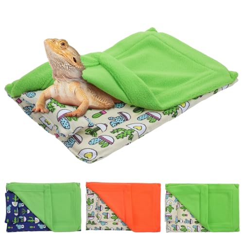 3 Pack Bearded Dragon Bed, Reptile Sleeping Bag, Reptile Pets' Sleeping Bag Set with Pillow Lizard Sleeping Bag Blanket Soft Warm Hideout Terrariums Accessories for Reptile Lizard Bearded Dragon
