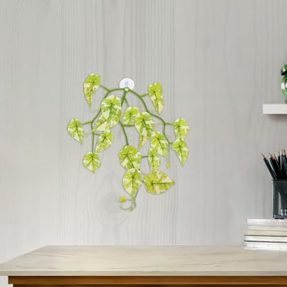 Hemoton Artificial Reptile Climbing Plants with Suction Cup, Terrarium Decoration for Turtle and Gecko Habitat, Realistic Hanging Leaf Vines for Reptile Tank Accessories