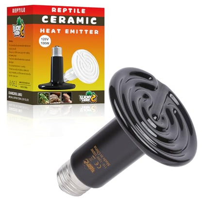 LUCKY HERP Reptile Heat Lamp - 100W Ceramic Heat Emitter Reptile Heat Lamp Bulbs (1 Pack), No Light Ceramic Heat Bulb, Heat Lamp for Reptiles Amphibian Chicken Pet Brooder Coop Lizard Turtle - color: Ceramic Heat Emitter, size: 100W 1-Pack