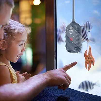 DaToo Small Aquarium Heater 100W Mini Fish Tank Heater 100 Watt Submersible with LED Temperature Display - size: 100W