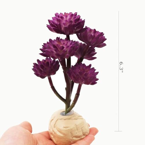 Reptile Plants Artificial Terrarium Plants Reptile Plastic Plants for Reptile Habitats with Base -Purple… - color: Purple