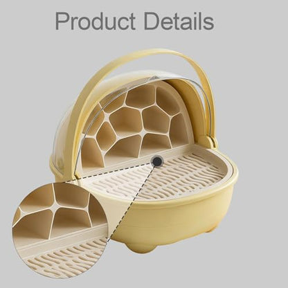 Silkworm Breeding Box Transparent Small Animal Feeding Container Removable Habitat Cage Portable Reptile Carrier with PP Material for Turtle Frog Snak, Yellow - color: Yellow