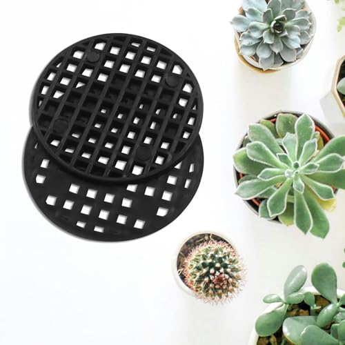 100pcs Plant Drainage Mesh Pads - 1.8 Inch Round Plastic Grid Mat, Breathable Soil Guard for Potted Plants, Bonsai (Black) - size: 1.8 Inch