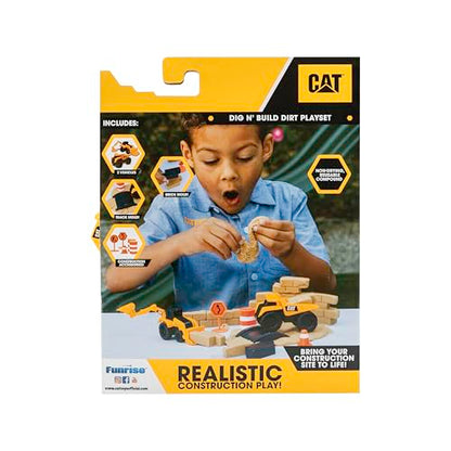 CAT Construction Toys, Dig N' Build Dirt Playset with 10 Oz of Compound, 2 Little Machine Vehicles, Ages 3+ - style: Dirt