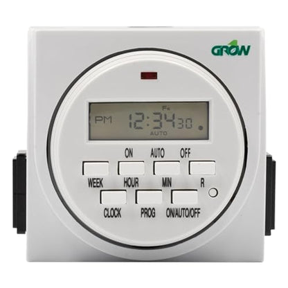 Grow1 Dual Outlet Digital Plug in Timer, 7 Day Timer, Compatible with 110V, 115V & 120V Plugs, 3-Prong, Timed Outlet Plug is Great for Lamp Timers Programmable Indoor, Perfect Digital Outlet Timer