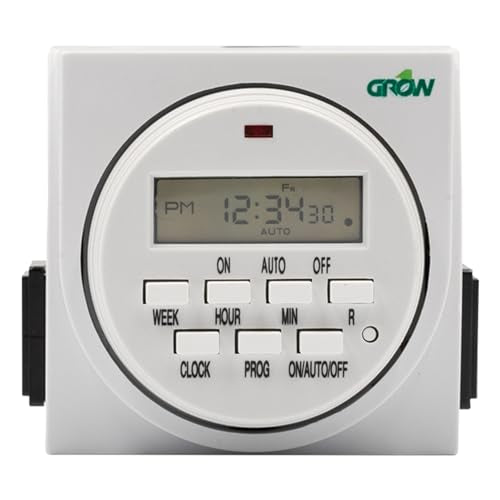 Grow1 Dual Outlet Digital Plug in Timer, 7 Day Timer, Compatible with 110V, 115V & 120V Plugs, 3-Prong, Timed Outlet Plug is Great for Lamp Timers Programmable Indoor, Perfect Digital Outlet Timer