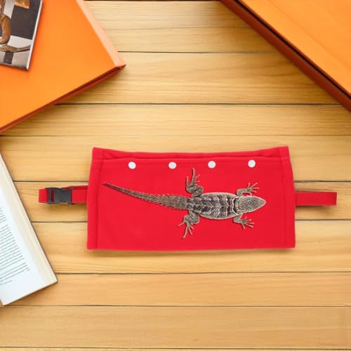 Luxshiny Reptile Travel Sling Bag for Small Animals, Adjustable Portable Pet Carrier with Breathable Mesh, Red Travel Pouch for Lizard, Chameleon, Bearded Dragon, Guinea Pig Outdoor Use