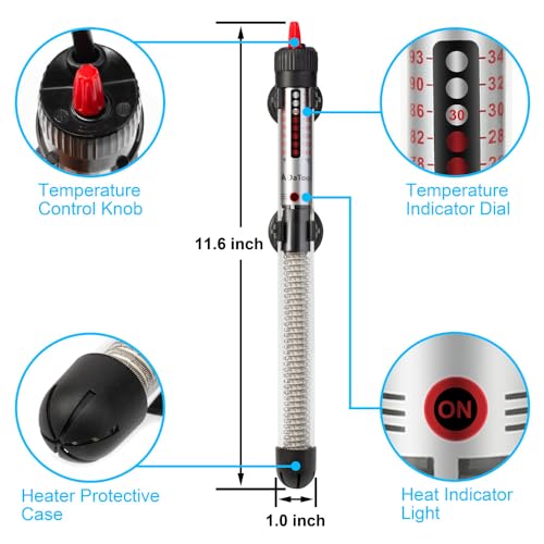 DaToo Aquarium Heater Fish Tank Heater Submersible 300 Watt, 1 Yr Warranty - size: 300Watt
