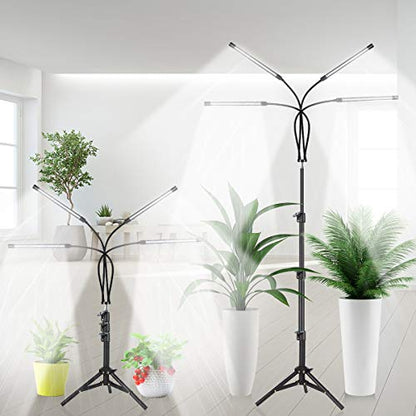GHodec Grow Light with Stand, 5500K Full Spectrum Gooseneck Floor Plant Light for Indoor Plants Growing,5 Dimmable Levels & Auto On/Off Timer,Tripod Stand Plant Lamp Height Adjustable - size: 100Watts