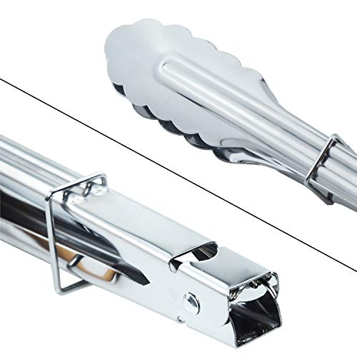 HINMAY Stainless Steel Locking Kitchen Tongs Extra Long Sturdy Heavy Duty Tongs Set for Cooking Grilling and Barbecue BBQ (14-Inch 3 Pieces) - size: 14" 14" 14"