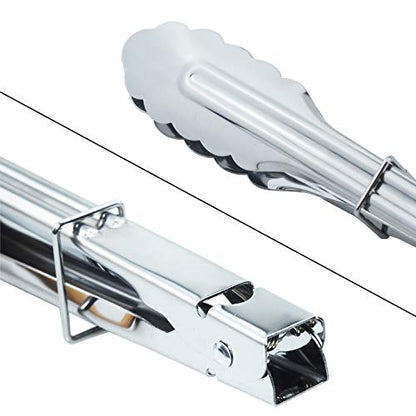 HINMAY Stainless Steel Kitchen Tongs Set Metal Cooking Tongs (7 9 12 Inch 3 Pieces) - size: 7" 9" 12"