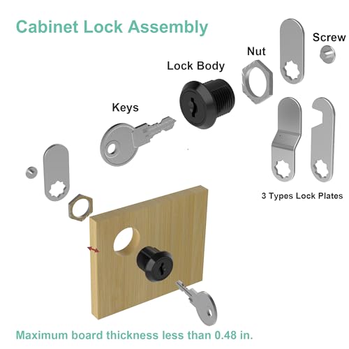 3 Pack Cabinet Locks with Key, Cam Lock 5/8" Mailbox Lock Keyed Alike, Locks with Keys for Cabinets, Secure Drawer Mailbox Toolbox RV Storage Door, Zinc Alloy - size: 3 Pack 5/8 Inch Black