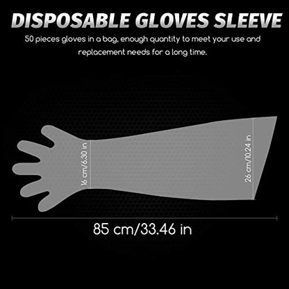 Patelai 50 Pcs Disposable Dressing Gutting Gloves 1.6 Mil Shoulder Length Hunting Field Dressing Glove for Deer Cleaning Gutt - color: White