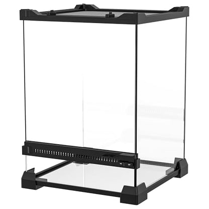 Reptile Terrarium 10"x10"x14", Full Glass Tank Enclosure for Small Reptiles, Geckos, Frogs, Lizards, Snakes, Spiders, Turtles, Vertical Rainforest Habitat - size: 10" x 10" x 14"