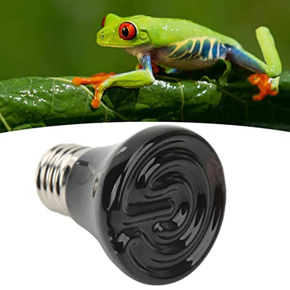 EMUKOEP Ceramic Reptile Heat Lamp Bulb Ceramic Heat Lamp Mini Infrared Heat Ceramic Amphibian Heating Lamp for Lizards Reptiles 220V‑240V (100W Black)