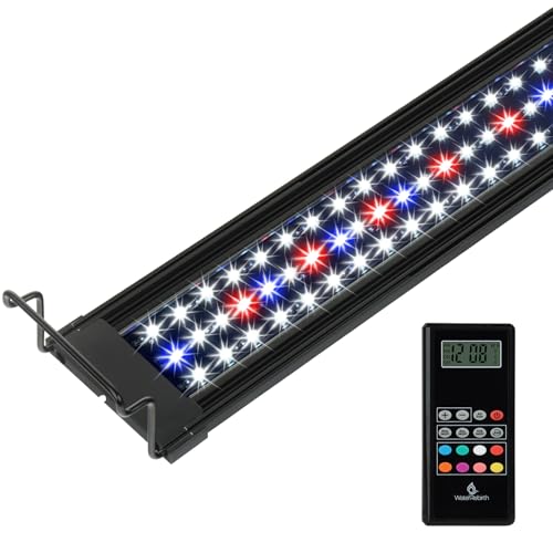 WaterRebirth Wireless Remote Full Spectrum Aquarium LED Light Strip - Ultra-Thin Design with Timer & RGB Modes for Fish Tank Plants (20-26INCH) - size: 20-26 inches